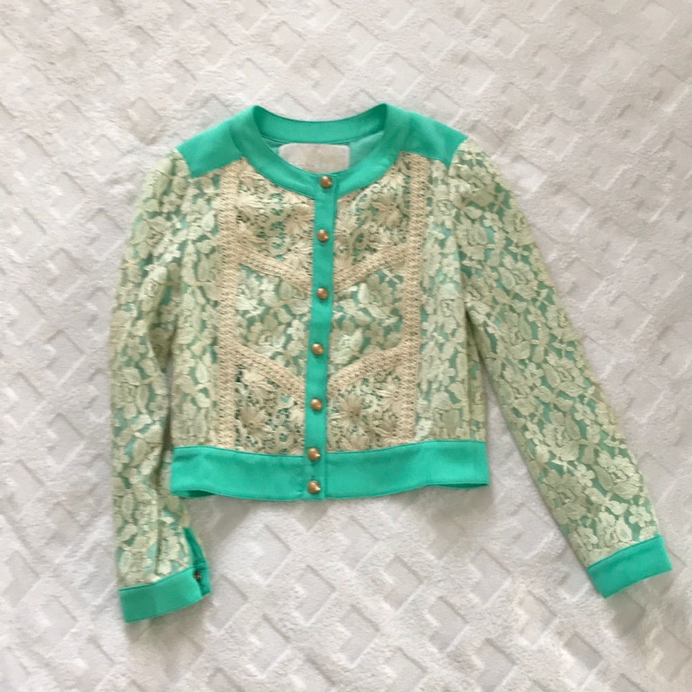 Champagne and Strawberry lace jacket